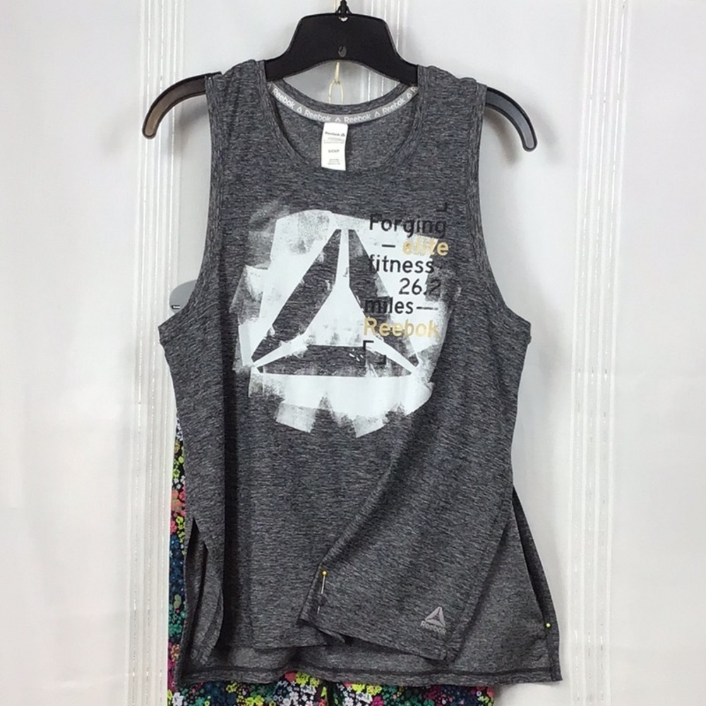 ☑️ Reebok Muscle Tee Open Sides Limited Edition Graphic Logo Sz.S Like New